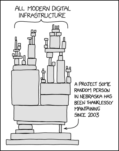 A tower of blocks depends on one tiny project maintained by a person in Nebraska.